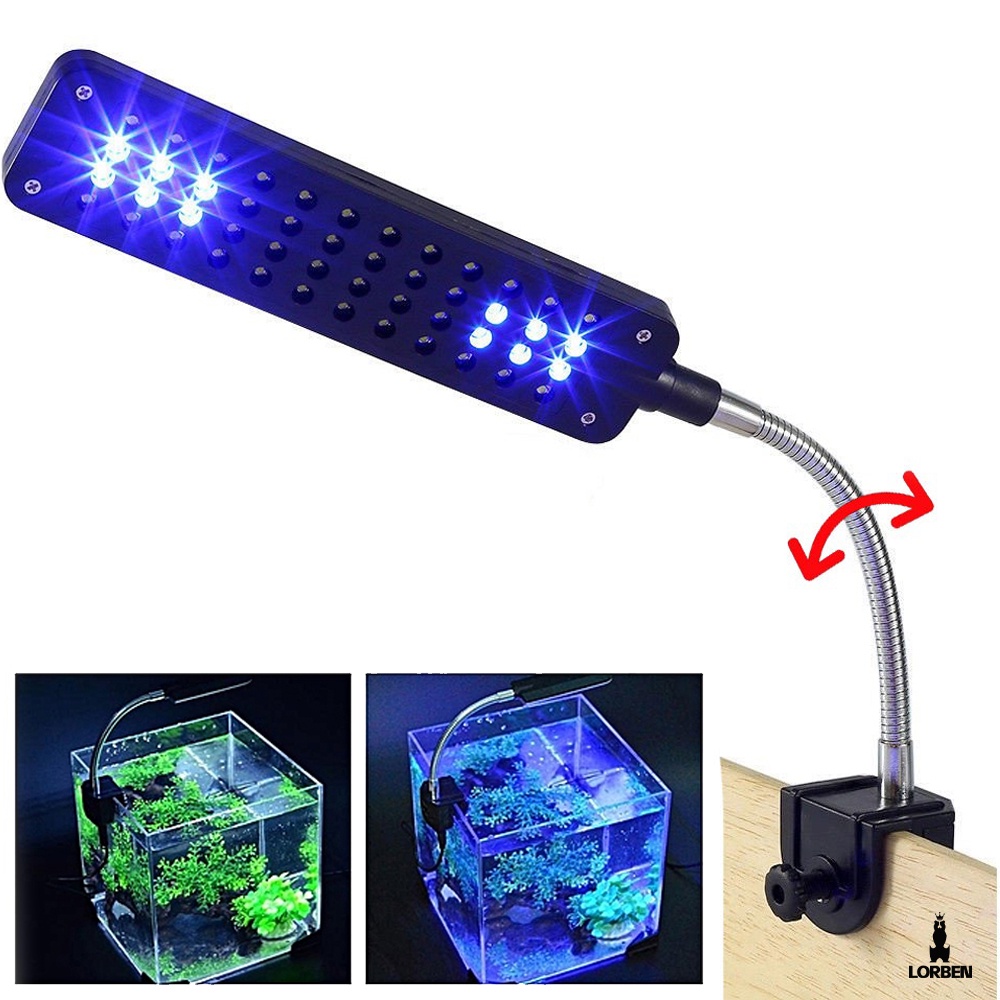 Luminária Aquário Clip 48 Led Branco Azul Bivolt Flexível GT834 Lorben