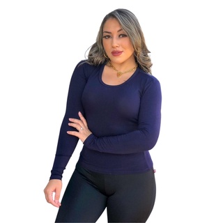 Blusa Segunda Pele Manga Longa Básica Fec Fashion Gola Redonda