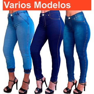 Kit 3 Calças Jeans Feminina Cintura alta com lycra Atacado Revenda de Fabrica