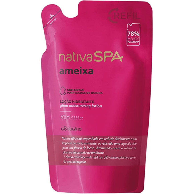 Refil Nativa SPA Loção Desodorante Hidratante Corporal Ameixa, 400 ml