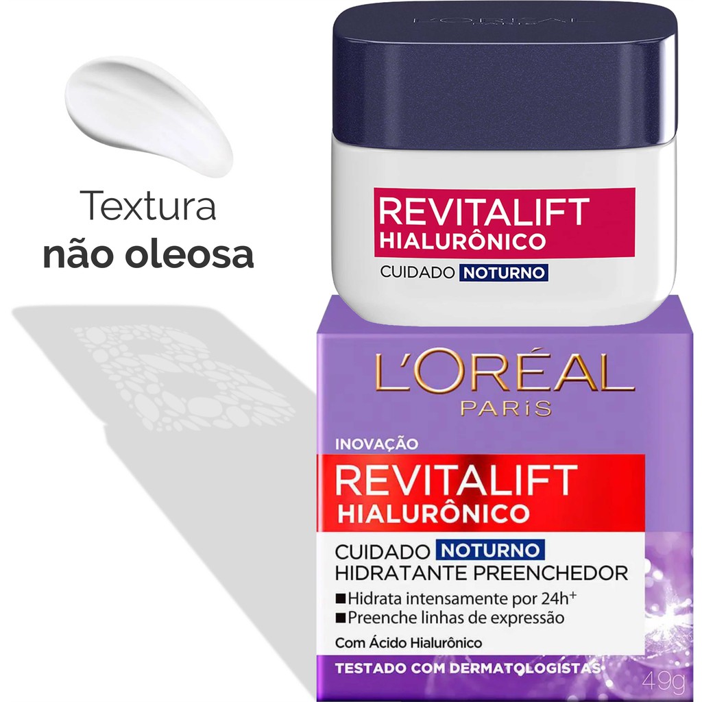 Creme Hidratante Facial Revitalift Hialurônico Cuidado Noturno - 49g - Loréal Paris