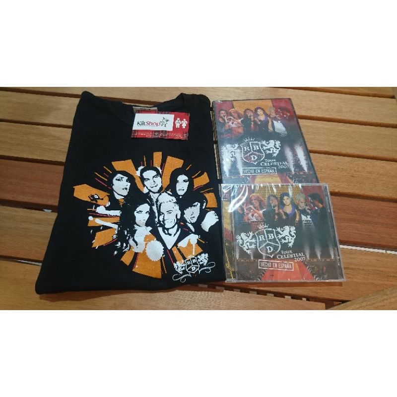 Kit rbd hecho espanha (4 discos - 2 dvds + 2 cds) + baby look exclusiva ...