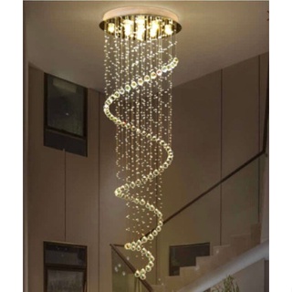 Lustre Cristal K9 Espiral 2 Metros – Base Inox 50cm com 7 Soquetes GU10 em Oferta na Shopee