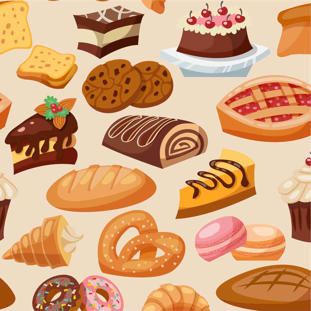 Papel de parede padaria doces bolos confeitaria adesivo
