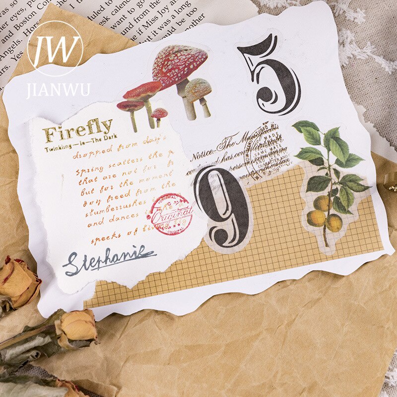 JIANWU Fita De Papel Kraft De 6cm X 300cm Retrô/Inglês/Versão Kawaii/Material Escolar — imagem 2 de 2