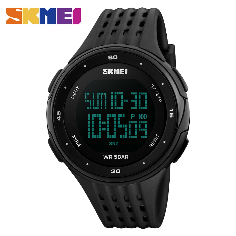 Skmei 1219 Relógio masculino com tela LED, relógio esportivo de luxo à prova d'água
