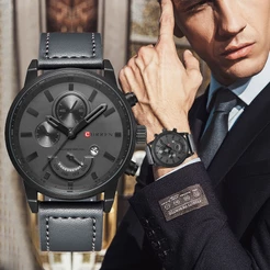 CURREN Moda Quartzo Relógio Masculino Pulseira De Couro Luxo À Prova Dwaterproof Água Casual 8217 X