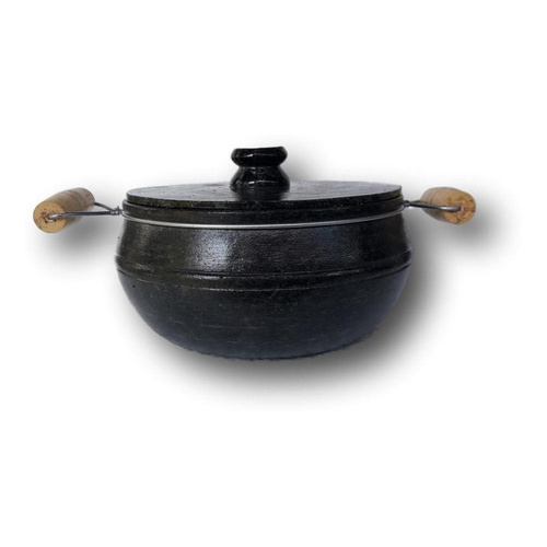 Panela De Pedra Sabão 2 Litros, Alça De Madeira, Curada. em Oferta na Shopee