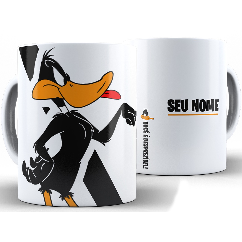 Caneca Patolino Personalizada Com Nome + Caixa - Xícara 325ML Porcelana Super Branca Cerâmica Looney