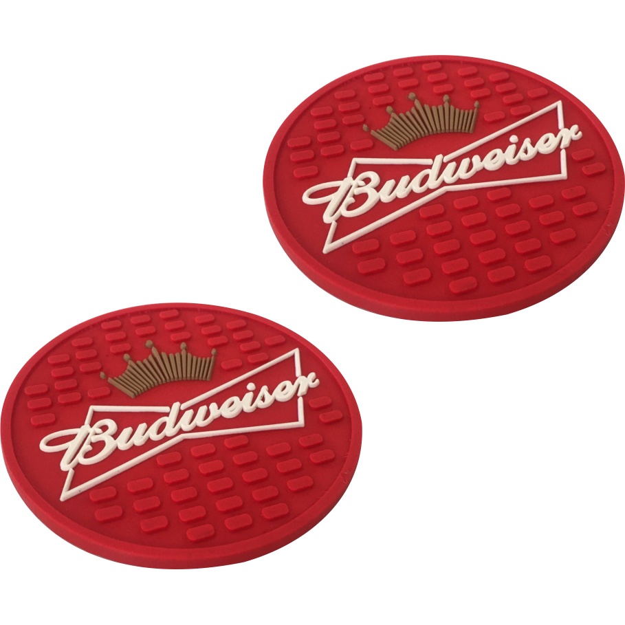 6 Unidades Porta Copo Budweiser  Preto -  Descanso De Copo Emborrachado bar mat