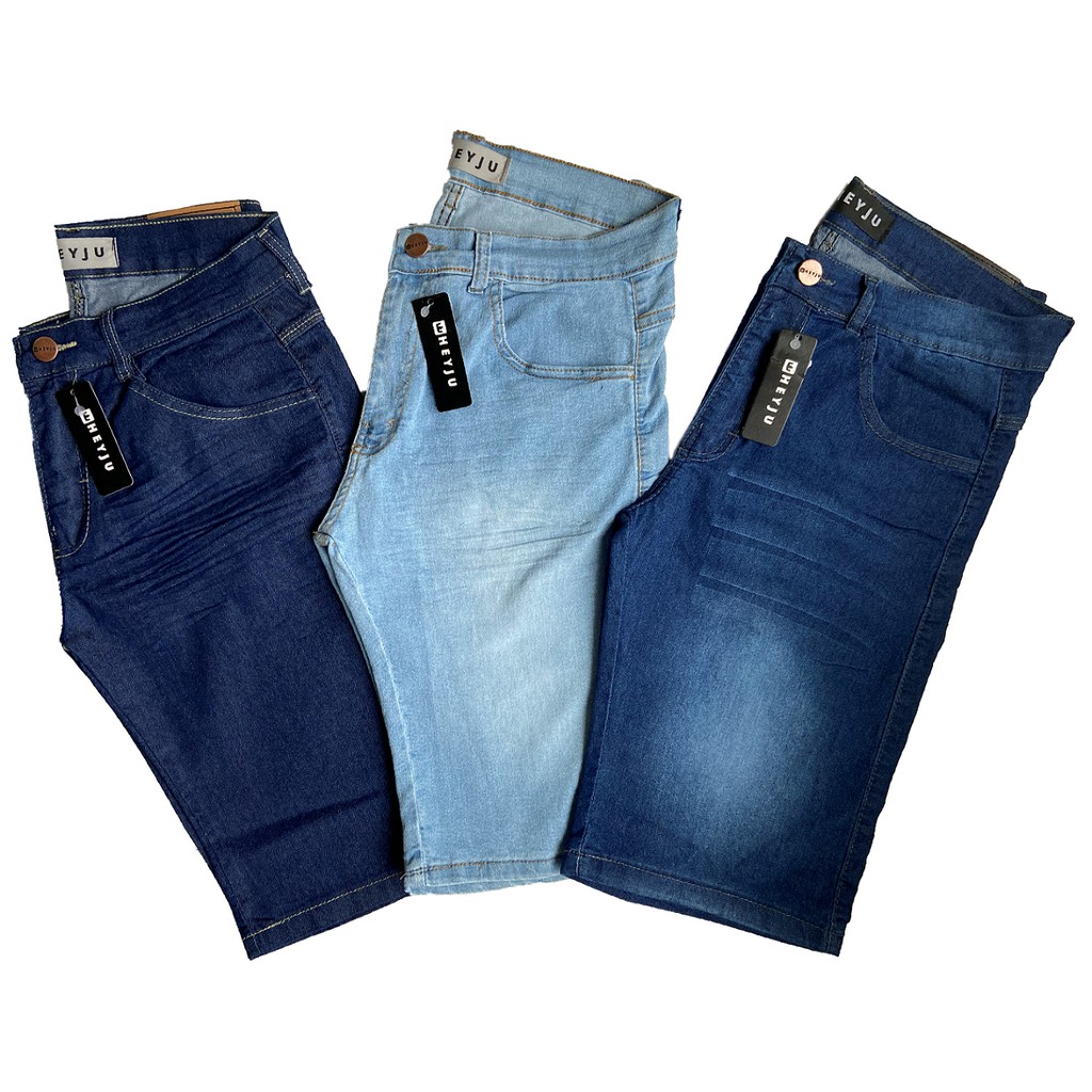 bermuda jeans masculina com lycra
