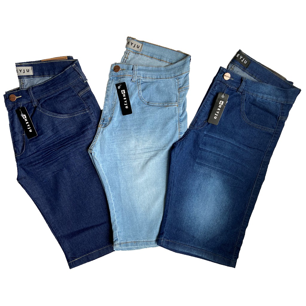 bermuda jeans masculina com elastano