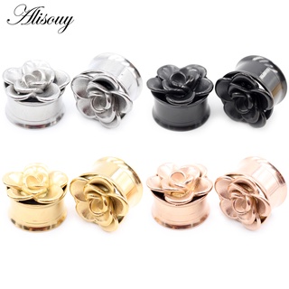 Alisouy 2pcs 6-25mm Túneis De Orelha Flared Plugues Expansores De Carne Maca Medidores De Perfuração Do Corpo Jóias