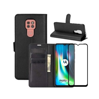 Capa Capinha Carteira Couro Motorola Moto G9 Play + Película De Vidro 3D 5D