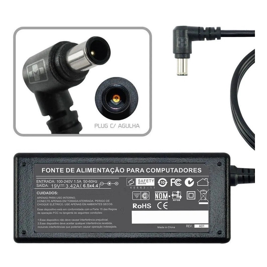 Fonte Carregador Para Sony Svf14a Svf14a15cbb 19v 3.42a 644