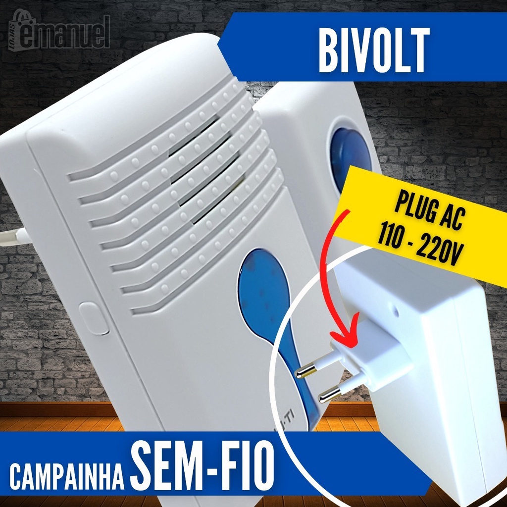 Campainha Residencial Wireless Sem Fio Resistente Água Wifi