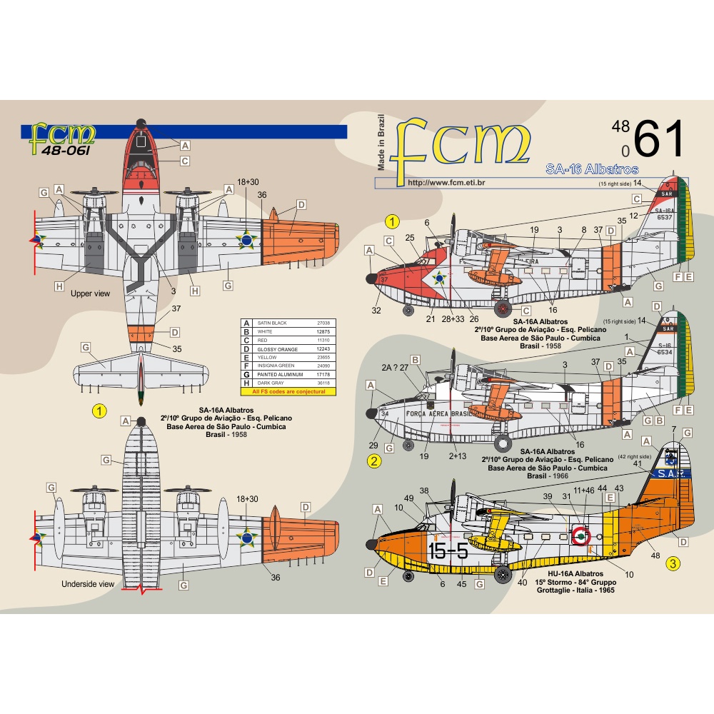 Decal SA-16 Albatros FAB 1/48 48061 Decalque - Plastimodelismo