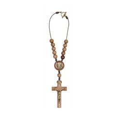 Dezena P/ Carro São Padre Pio Madeira Imbuia 10mm C/ Fecho