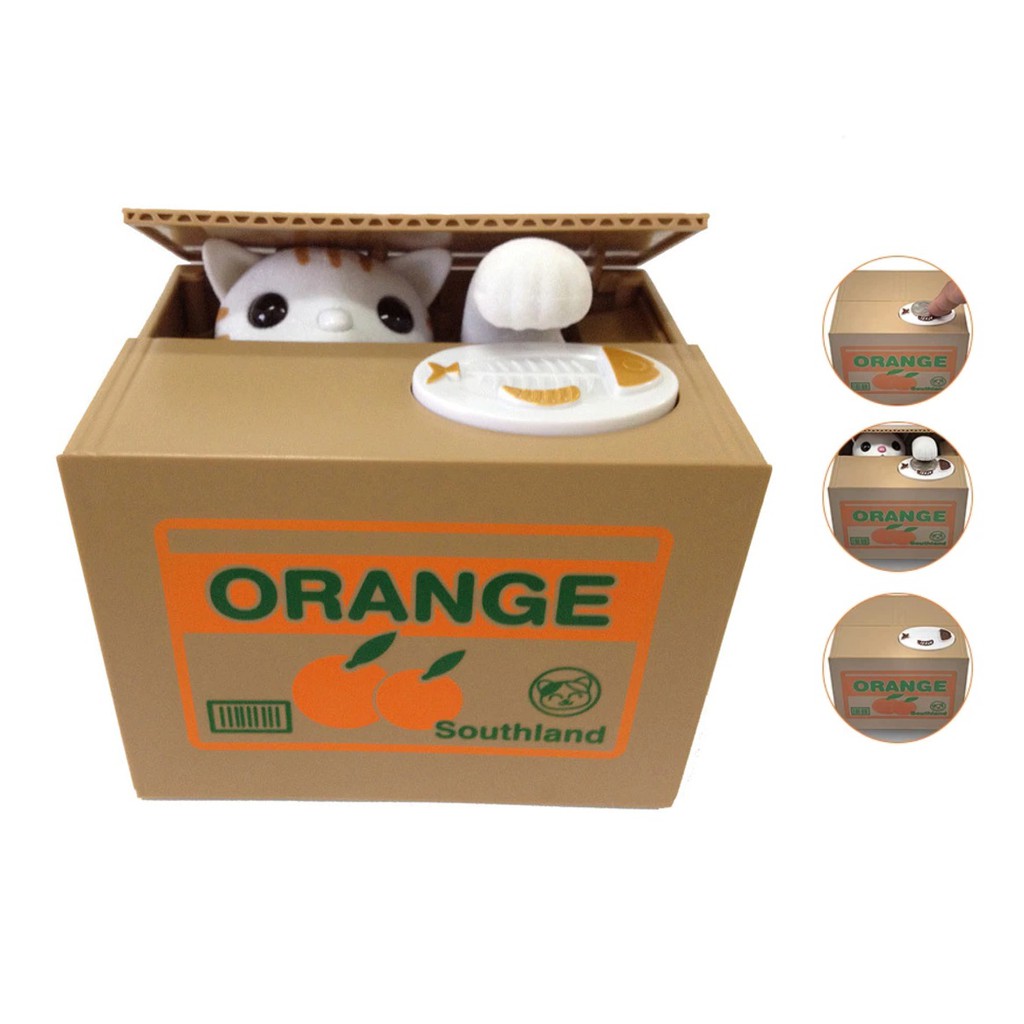 Cofre de Gatinho Pega Moedas - Cofrinho Gato Ladrão