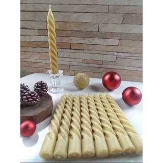 Vela espiral de cera de abelha maciça 17cm x 2cm (5 unidades)