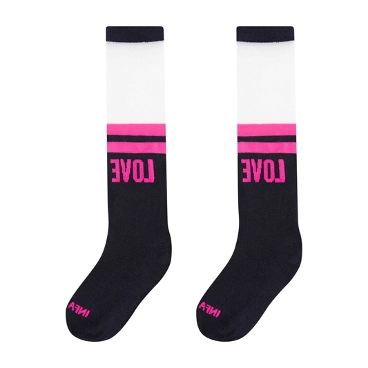 Meia 3/4 Love Preto e Pink Transparência - Infanti