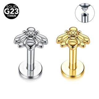 Piercing G23 Em Titânio Abelha Labret 16G Rosca Interna Brinco Do Parafuso Prisioneiro Cartilagem Helix Corpo Jóias Para Mulheres Homens