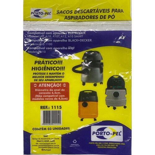 Kit C/3 Sacos Aspirador Electrolux A10 - A9 - A13 - A10 Smart Modelo Antigo