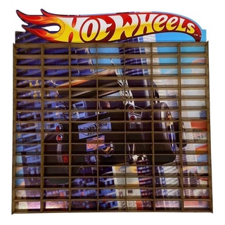 Estante Porta Carrinhos 105 unid max Hotwheels Adesivado em MDF Lindo e Moderno