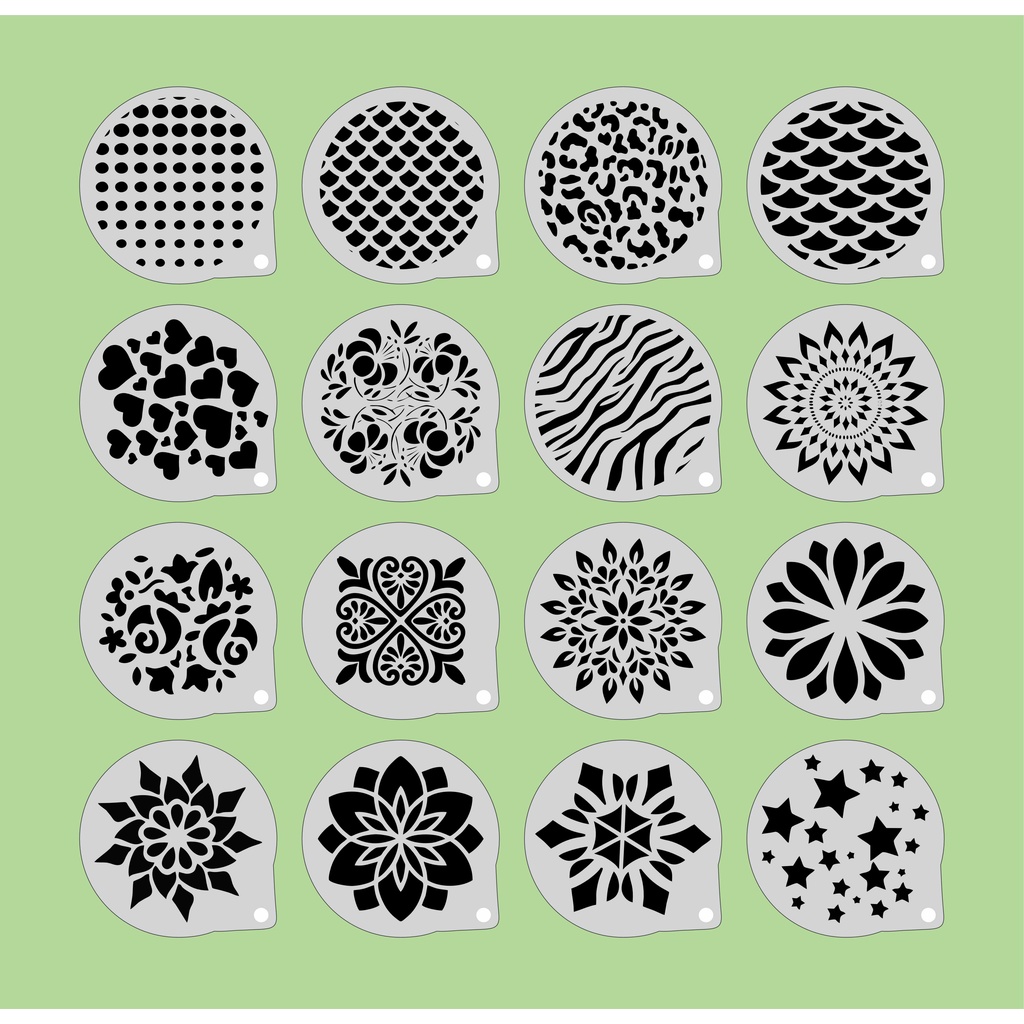 Stencil Texturas Kit 16 Moldes 7x7cm