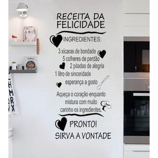 Adesivo Vinílico Decal Para Cozinha Receita Da Felicidade em Oferta na Shopee