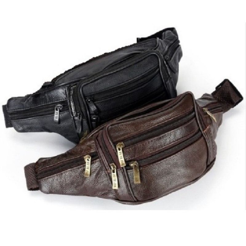 Pochete em Couro Masculina Feminina Bolsa de Cintura Transversal em Oferta na Shopee