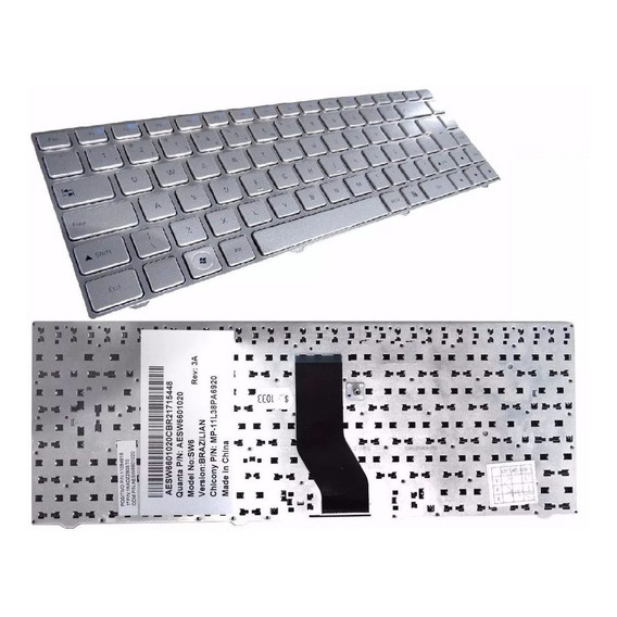 TECLADO P/ NOTEBOOK POSITIVO SW6 AESW6601020 - MP-11L38PA6920 PRATA NOVO