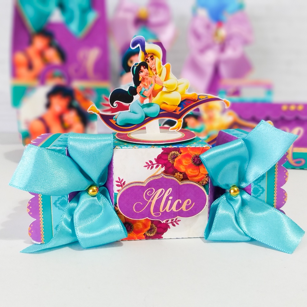 5/10/15/20/25 Caixa Bala Personalizada Festa ALADIN E JASMINE