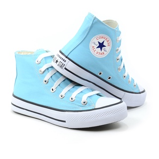Tênis Feminino e Masculino Casual Cano Alto Star Azul Turquesa Chuck Taylor Unissex