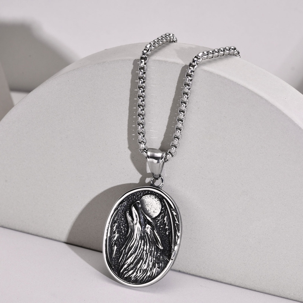 VNOX Marca De Moda De Aço Inoxidável-Viking Lobo Cabeça Pingente De Prata Personalidade Dos Homens Casuais Colar De Jóias em Oferta na Shopee