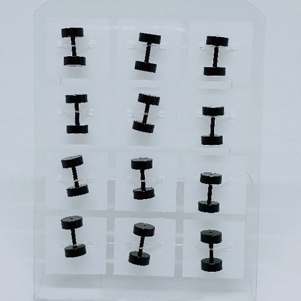 alargador preto plastico acrílico 1mm piercing cartela 12 unidades expansor brinco unissex