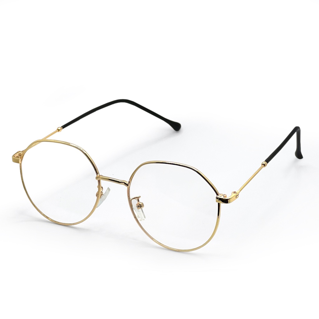 Óculos redondo dourado de metal estilo retro