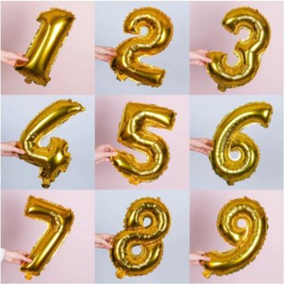 Balão Número Dourado 40cm Festa Aniversário Decoração METALIZADO
