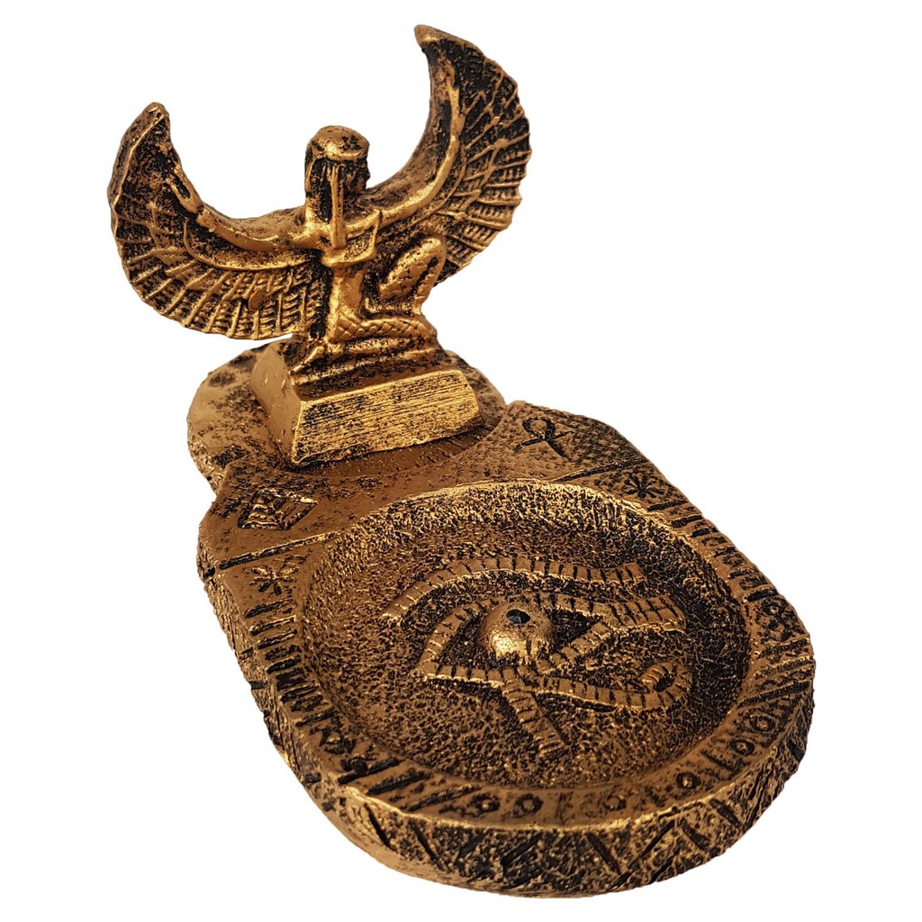 Incensario Pratinho Isis Pequeno em Resina Dourado em Oferta na Shopee