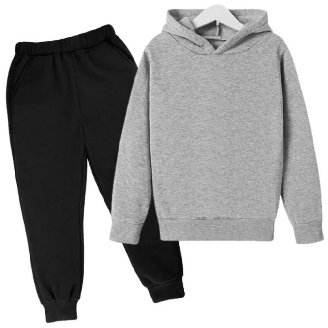 Conjunto Moletom Infantil Kids Juvenil unissex Blusa Com Capuz e calça Sem Estampa Liso
