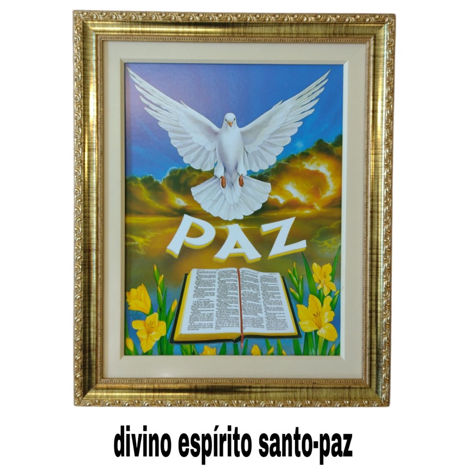 Quadro Divino Espirito Santo Paz 52x42Cm Paspatur C/ Vidro