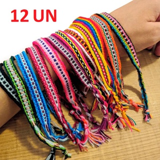 Kit 12 Pulseiras Pano Hippie Praia- Cores Diversas em Oferta na Shopee