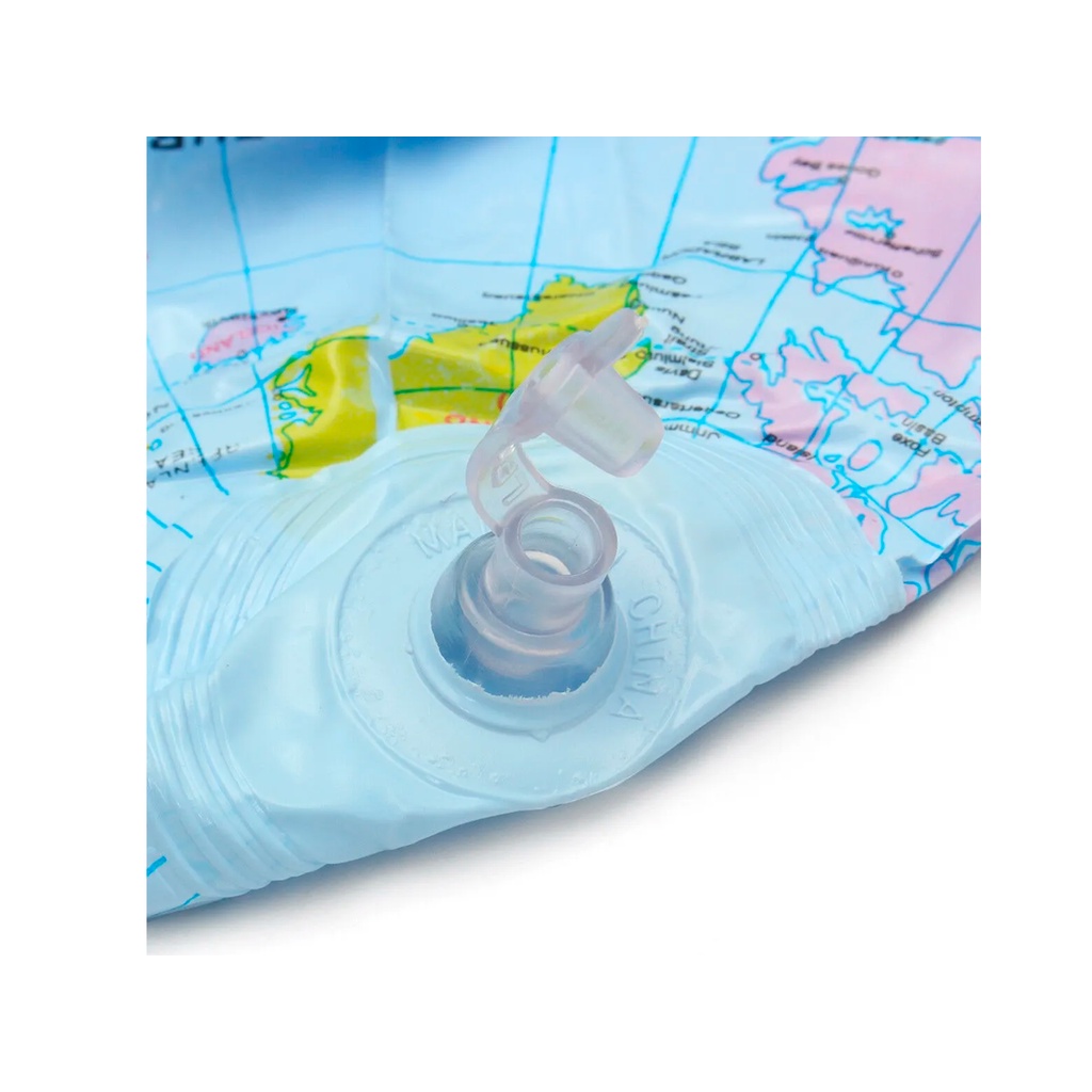 Globo Terrestre Inflável Mapa Mundi Em Português Giratório Com Suporte E Base Plástico 30x17 cm