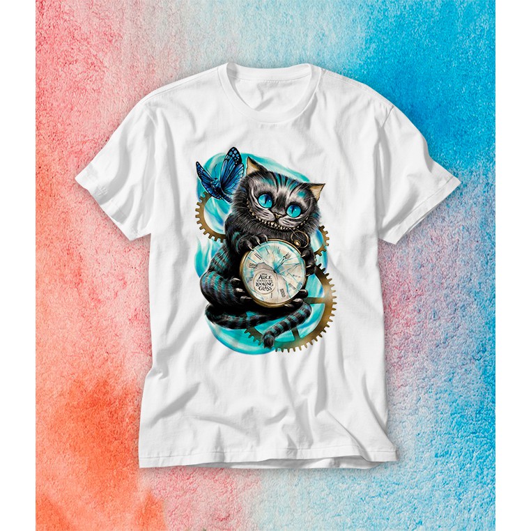 Camiseta Gato Alice No Pais Das Maravilhas Em Poliester Sem Elastano Shopee Brasil