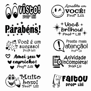 Carimbo Pedagógico de Incentivo - 10 unidades. Carimbos de madeira SEM CABO em Oferta na Shopee