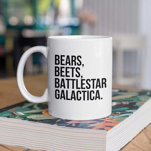 Caneca The Office Bears Beets Battlestar Galactica Jim Dwight Cerâmica