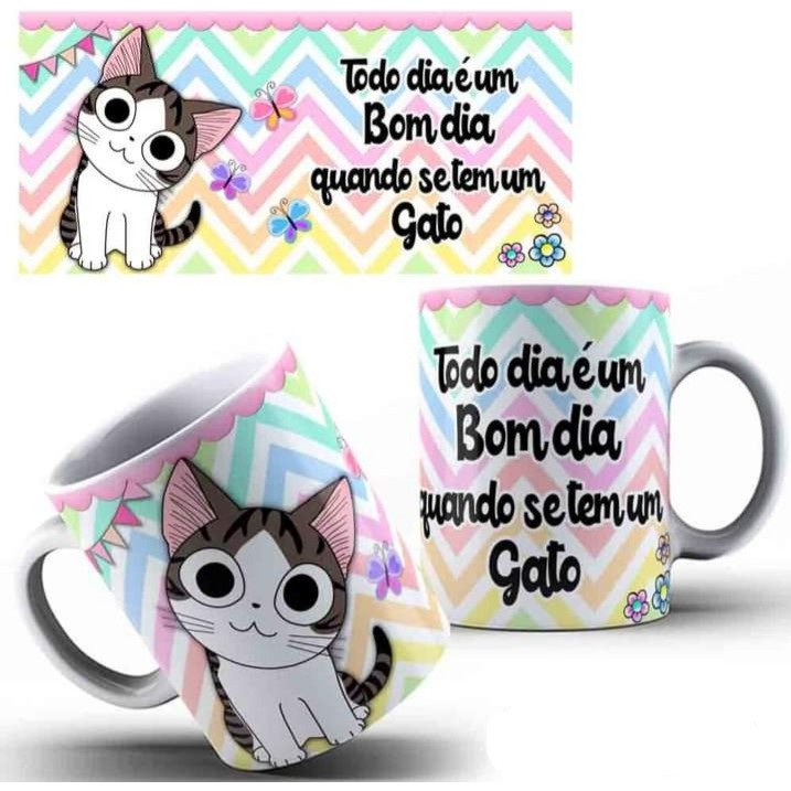 Caneca Todo dia é um Bom Dia Quando se Tem um Gato 325 ml de Porcelana |  Shopee Brasil