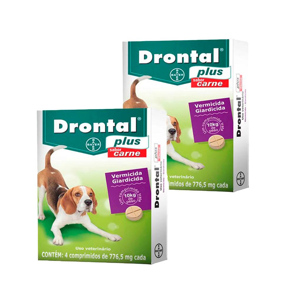 Kit 2 Vermifugo Drontal Plus Caes 10kg C/ 4 Comprimidos Cada em Oferta na Shopee
