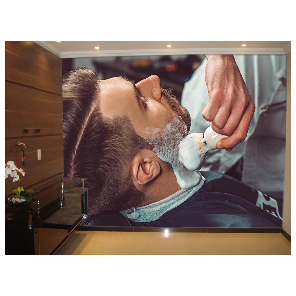 papel de parede Barbearia Barber shop 3D m² BRB02