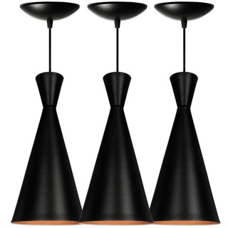 Kit 3 Luminária Pendente Cone Venturi Preto Fosco / Cobre em Oferta na Shopee